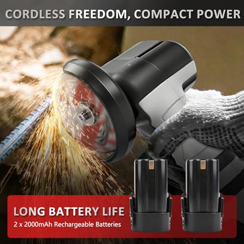 16.8V Mini Angle Grinder Cordless with 2 X 2Ah Battery & 20 Discs, 3 inch