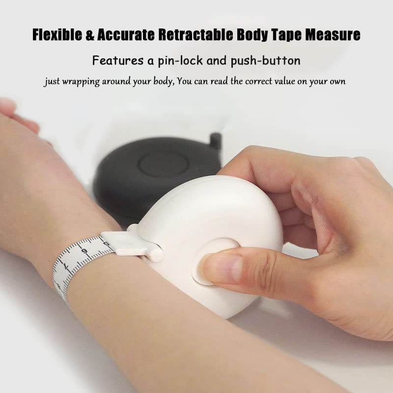 Tape Measure Body Measuring Tape 80inch/205cm Lock Pin Retract Tape Measure for Tailor Fitness Clothes Sewing Handcrafts Weight Loss Body Measurement - color: White Black White 3 pack