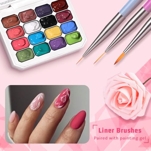 Sponges Pat Gel Nail Polish Palette, 16 Colors Blending Ombre Gel Polish Set Patting Gradient Painting Nails Art, No Wipe, UV/LED Cured, 100Sponges 6Brushes 1Grabber Tools Kit (Set 02) - color: 16 Colors i