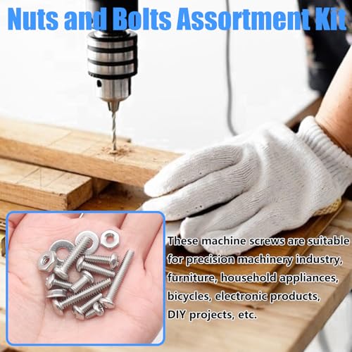 Nuts and Bolts Assortment Kit, 304 Stainless Steel Bolts 8 Sizes #6-32#8-32#10-24 Phillips Pan Head Machine Screws, Assorted Bolts, Nuts and Washers Kit (237PCS) - size: 236PCS