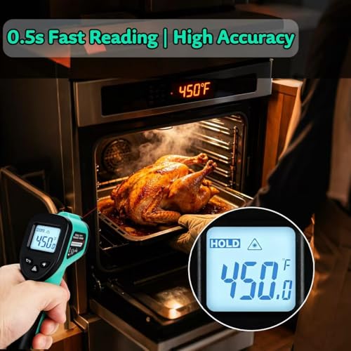 Infrared Thermometer Gun for Cooking, Digital IR Thermometer - color: Green