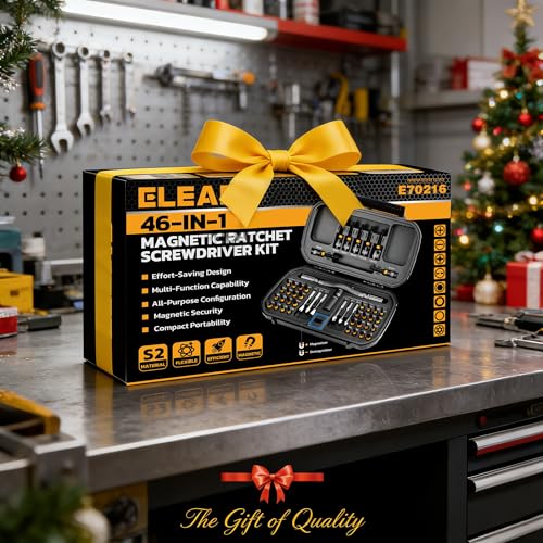 46 in 1 Magnetic Ratchet Screwdriver Set, Multi-Bit Screwdriver Kit, Nut Driver Set, Detachable Ratchet Handle with Storage Case, Repair Tool Kit for Furniture, Computer, Bicycle - size: 46-Piece