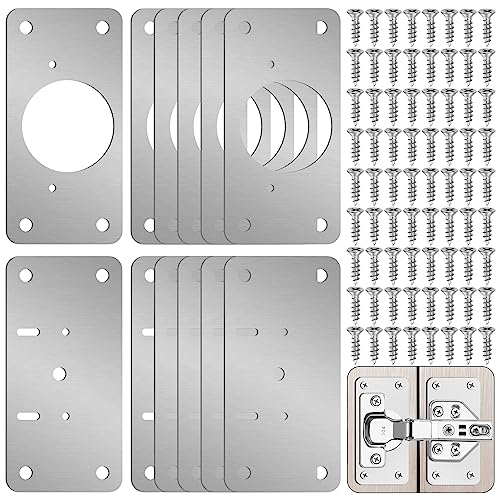 12-Pack Cabinet Hinge Repair Kit - Hinge Fixing Plates for Kitchen, Cupboard, Locker, Cabinet Doors