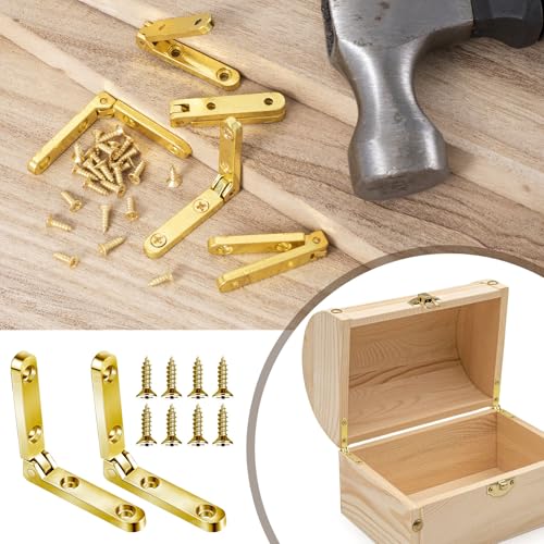 60pcs Heavy Jewelry Box Side Rail Hinge, 90 Degree Folding, Gold