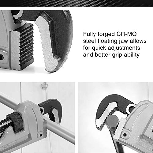 DURATECH 3-Piece Aluminum Straight Pipe Wrench Set, 10",14" and 18" - size: 10, 14, 18-inch, style: Straight