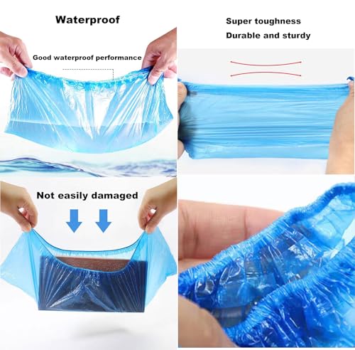 100 Pack Shoe Covers Disposable Non Slip, Premium Waterproof and Recyclable Shoe Booties Covers for Indoors, Fits Up To 9 US Men and 11 US Women Size, 50 Pairs Elastic Caps Plastic Shoe Covers