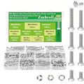 M4 Hex Bolts 425Pcs External Hex Drive Screws Metric Heavy Duty Hexagon Cap Bolts Nuts Flat Lock Washers M4x8/10/12/16/20/25/30/35mm 304 Stainless Steel Fully Thread Machine Bolt - size: M4