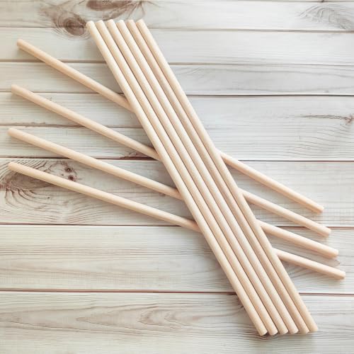 Wooden Dowels Wooden Sticks for Crafts 3/8 x15 in,10 PCS Wood Craft Sticks - size: 3/8"×15"- 10 PCS