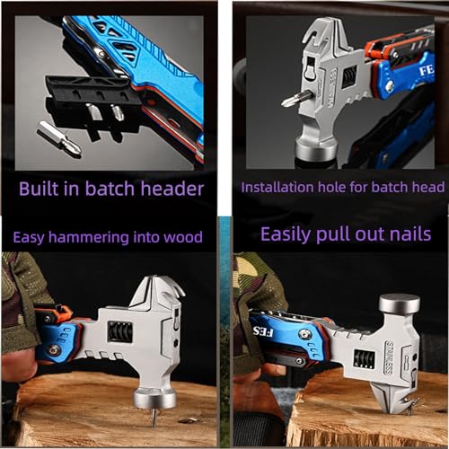Upgraded Adjustable Wrench Multitool Hammer, 18 in 1 | Pocket Multi Tool Pliers, All-in-One Survival Tool, Camping, Everyday Use - style: Upgraded Wrench