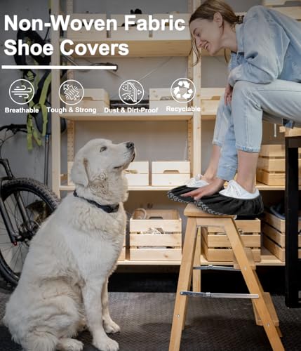 XL Non-Slip Disposable Shoe Covers for Indoors 50 Pack Black, Fits Men’s US 13 - color: Black 50 Pcs (Xl)