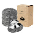 Steel Wool Scrubber, 4-Pack Stainless Steel Scrubber Pads with Handle - The Ultimate Scouring Solution for Rust, Stubborn Messes on Cookware, Grill, Oven & Kitchen Sinks - size: 1 Handle+3 Pads