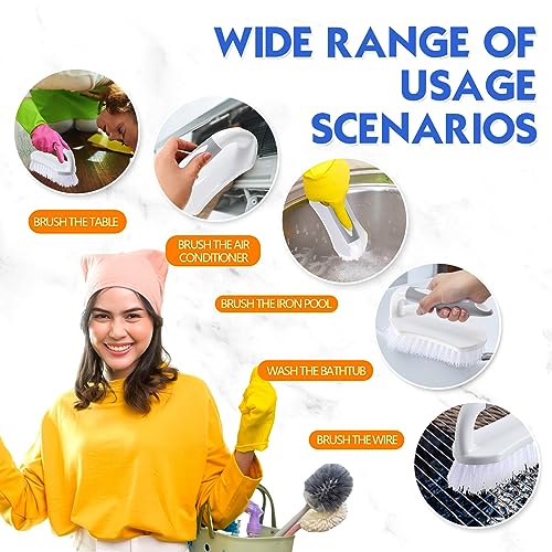 Lallisa 12 Pcs Scrub Brush Bulk for Cleaning with Handle, Gray, Green, Blue - color: Gray Handle, Green Handle, Blue Handle