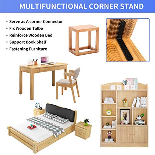 20 PCS Black Corner Bracket Heavy Duty Shelf Brackets 5 x 3 Inch L Corner Brace Joint Angle Bracket for Shelves, Furniture Cabinet Bookshelf with Screws - size: 5X3-20PCS