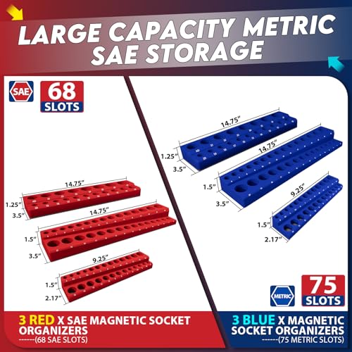 8-Piece Magnetic Socket Organizer and Wrench Organizer