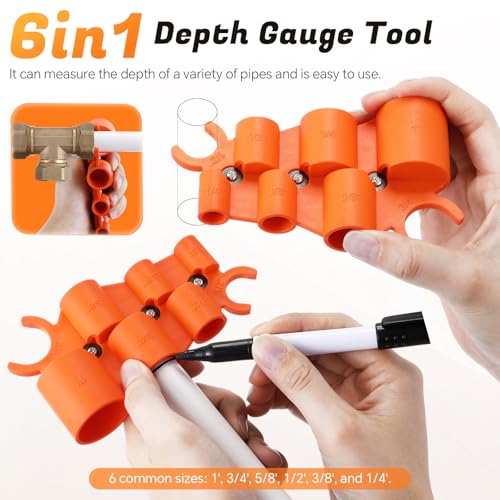 18 Pcs Plumbing Tool Kit, Pipe Depth Gauge, Reamer,Normal,Red