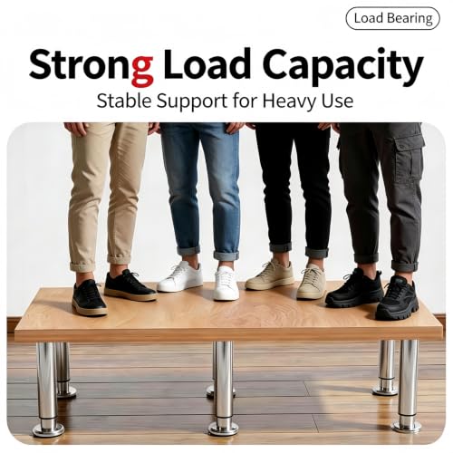 4Pcs Adjustable Silver Metal Furniture Legs 3.1-4.7 Inch Cabinet Desk Sofa - color: Silver, size: 3.1"- 4.7"-Set of 4