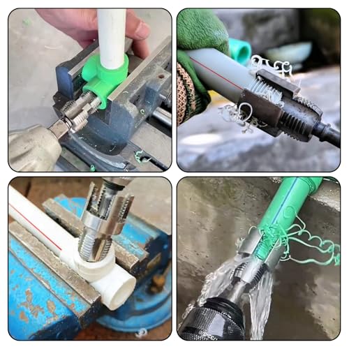 PVC Pipe Threader Kit, Threading Tool, PVC Plumbing Tools,Pipe Tapping Tool - size: 1/2+3/4+1