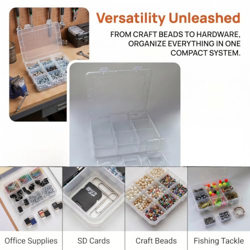 9 Grids Bead Organizer with Adjustable Dividers, 2.28"x1.92" Each Grid, Plus 3 Mini Storage Box for Jewelry, Fishing Hooks, Arts & Crafts, Office Supplies - color: Clear-M