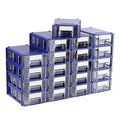 Stackable Storage Drawers Set of 20 with Dividers and Paper Labels - color: Blue