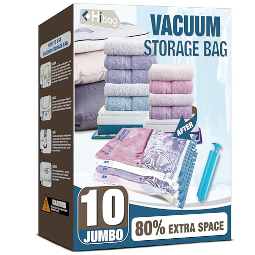 10 Jumbo Vacuum Storage Bags for Bedding, Vacuum Seal Bags for Clothing - size: 10-Jumbo