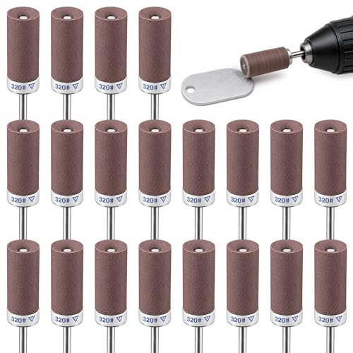 20Pcs Sanding Drums for Dremel Rotary Tool with 1/8" Shank, Sanding Sticks for Plastic Wood Metal Grinding Polishing, 320 Grit - color: 20Pcs-320 Grits