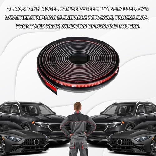 Black V-Shaped Rubber Car Window Seal Weather Stripping, 13.12ft x 0.6in, Silent & Dustproof, For Cars, Trucks, SUVs