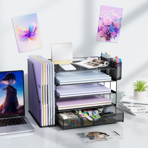 gianotter 5-Tier Desk Organizer with Drawers and File Holders - color: Black, size: 5T