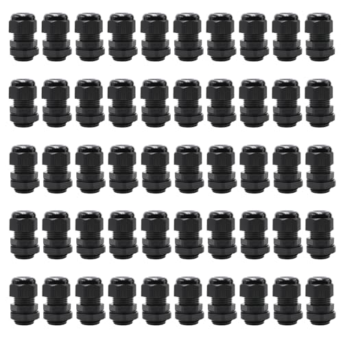 MAKERELE 1/2'' NPT Nylon Cable Gland Strain Relief, Waterproof IP68 - color: Black, size: 1/2" 50pcs BAG
