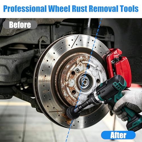 12Pcs Wheel Hub Cleaning Tool & Wire Wheel Kit -Quick Rust Removal | Fits Power Drill & 1/2" Impact Wrenches,Wheel Hub Resurfacing Kit with 6 cleaning pads,3 wire wheels,1rust remover brush - color: 12PCS