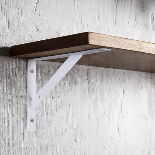 8 Pcs Heavy Duty Shelf Brackets, Floating Metal Shelf Brackets, L Shaped Shelves Support Angle Brackets for Heavy Duty Floating Shelves (9.84 x6.29 inch White) - size: 9.84 x 6.29 inch White