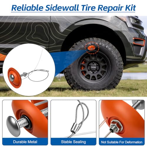 Tire Puncture Repair Kit – Portable Sidewall Emergency Repair Tool Compatible with ATV UTV SXS RZR Can-Am KRX Talon Maverick Polaris Jeep Toyota Lawnmower Zero‑Turn Tractor Trailer - color: 2 PCS