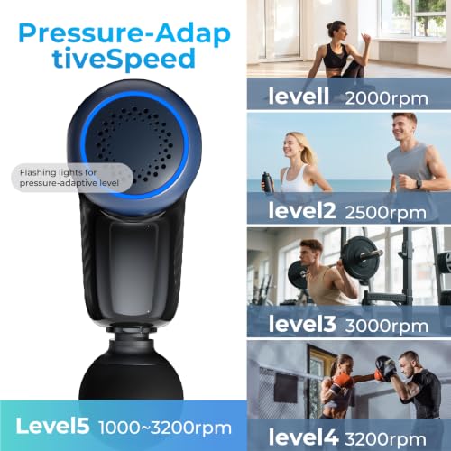 Massage Gun with Heat Therapy, Deep Tissue Mini Muscle Massager - color: Blue