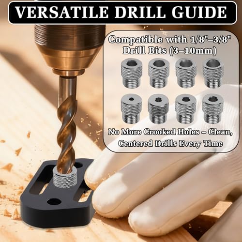 Self Centering Doweling Jig with 8 Drill Bushings(3-10mm) Handheld Jig - color: Light Black