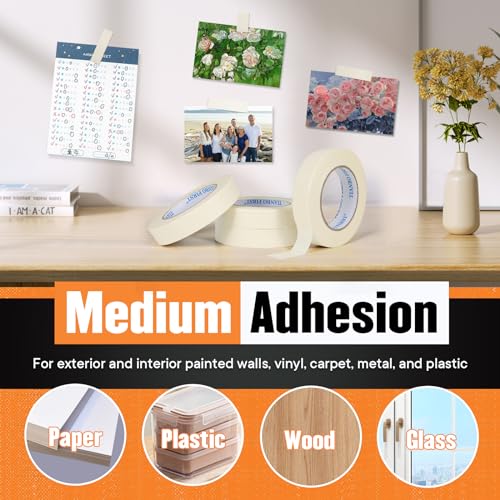 Beige White Masking Tape, 1.41 Inches Wide x 60 Yards, 6 Rolls - size: 1.41 Inches x 60 Yards