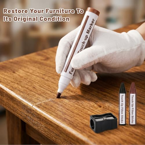 Thboxes Wood Furniture Repair Kit, 13 Pcs Markers and Wax Sticks - color: 6 Colors