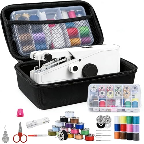 Handheld Sewing Machine for Beginners Adults, Portable & Cordless Mini Sewing Machine Kit, Easy One-Speed Electric Stitching for DIY Quick Repair, Home Travel Mending Tool with Accessories