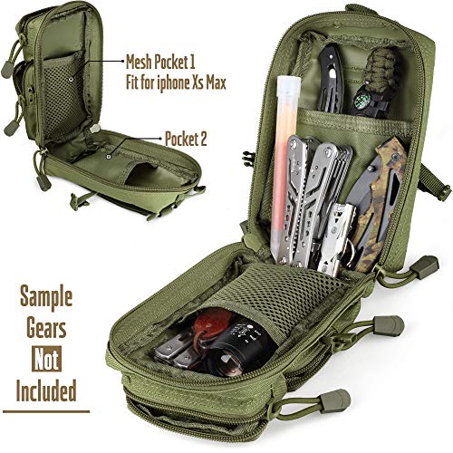 LIVANS Tactical Molle Utility Pouch, EDC Tool Pouch, Small Admin Pouch - color: Army Green