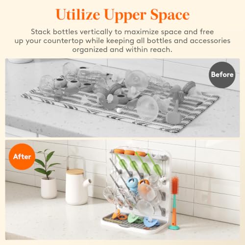 Lifewit 15-Hooks Baby Bottle Drying Rack for Countertop - size: Large-15 Hooks