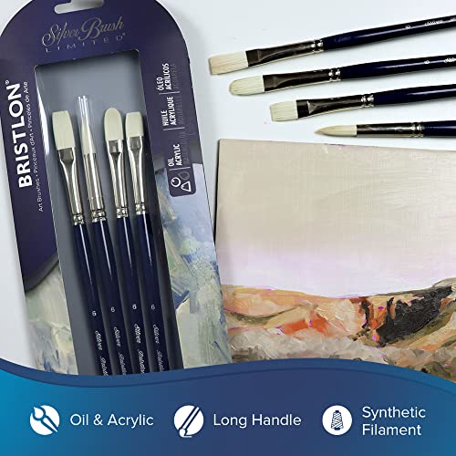 Silver Brush Limited Bristlon Versatile Variety Oil Paintbrush Set, 4pc - color: Blue, size: 4 count