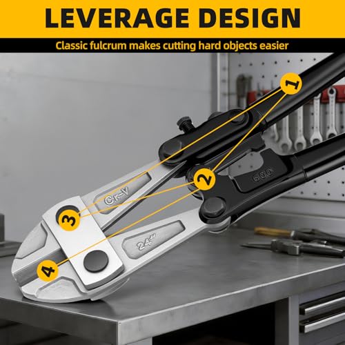 GRENPRO 24 Inch Heavy Duty Bolt Cutter, Chrome Vanadium, Anti-Slip Handle - style: 24" Bolt Cutter