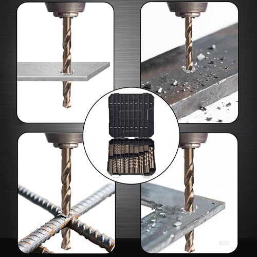 Cobalt Drill Bits Set for Hardened Metal and Stainless Steel, 122Pcs 1/16"-1/2" M35 HSS Twist Jobber Metal Drill Bits, with Index Storage Case - size: 1/16-1/2 in (122 pcs)
