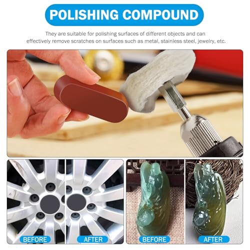6PCS Drill Buffing Wheels with 3PCS Polish Compound,Wheel Polishing Buffing Pads for Drill,Wheel Shaped Polishing Tool for Metal,Stainless Steel,Jewelry,Wood,Plastic, Ceramic,Glass and etc - color: 6PCS