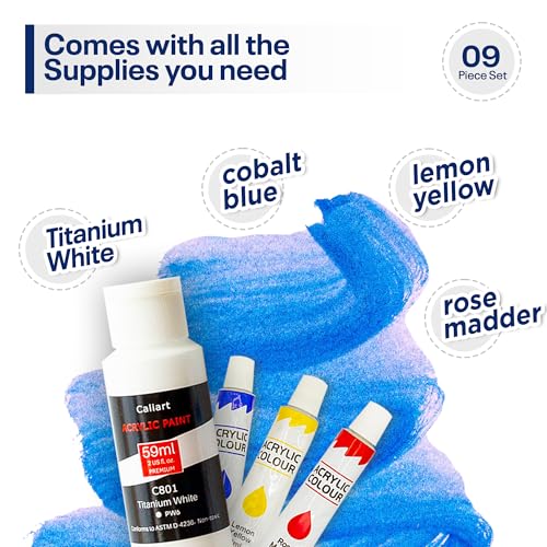 Painting4Real Acrylic Art Painting Kit with Video Tutorials - Learn to Paint Cabin in The Snow - How to Paint with Acrylic Paint Set for Adults, 9 Peices Painting Set for Beginners, Adults, Art Lovers - color: Cabin in the Snow