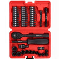1/4" Mini Socket Ratchet Wrench Set 48PCS, Metric Shallow Socket (4-14mm), with 72 Teeth Ratchet Wrench, Screwdriver Bit Set, 3" Extension Bar and Impact Universal Joint, Storage Box - color: 1/4-48pcs
