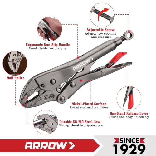 ARROW 7-piece Locking Pliers Set, Chromium-Molybdenum Vice Grips - style: 7-piece