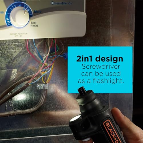 BLACK+DECKER Cordless Screwdriver with LED Light 4V MAX, Electric Screwdriver with 2 Pcs Bit Set (BDCSFL20C)