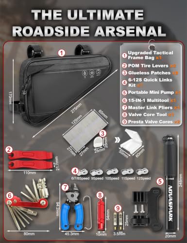 NOVASPARK Bike Repair Kit with 2L Waterproof Bike Frame Bag