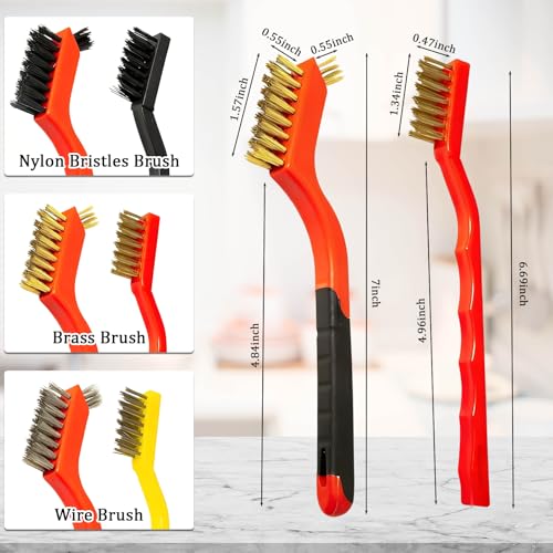 6-Piece Wire Gap Brush Set Dual Single Head Abrasive Brushes Home Workshop Industrial Multi-Purpose Wire Brush Kit