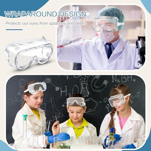 Macarrie 50 Pcs Anti-Fog Protective Safety Goggles Soft Lightweight Adjustable Splash for Nurse Medical Chemistry Worker - color: White