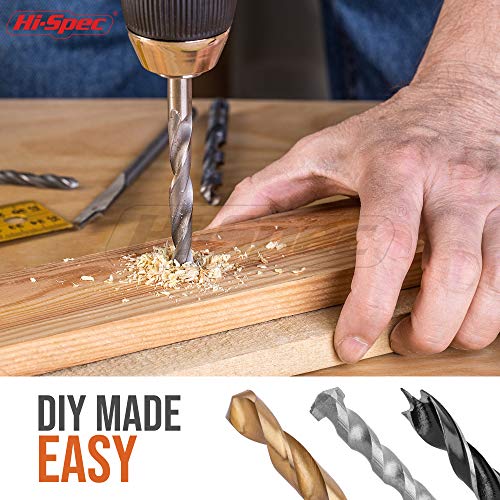 Hi-Spec Drill Bit Set Multi SAE - 11 Sizes 1/16in to 3/8in - HSS Titanium - size: 130pc